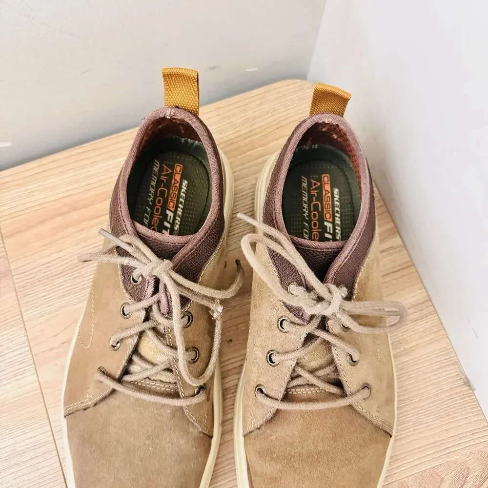 men's Skechers Porter-Elden casual Oxford shoes Brown Suede Size 9.5